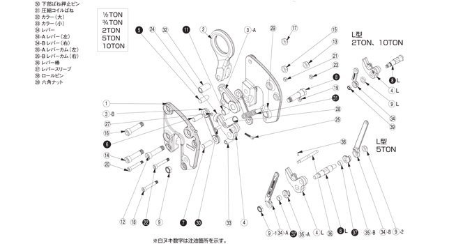 V-25三木豎吊鋼板夾鉗分解圖