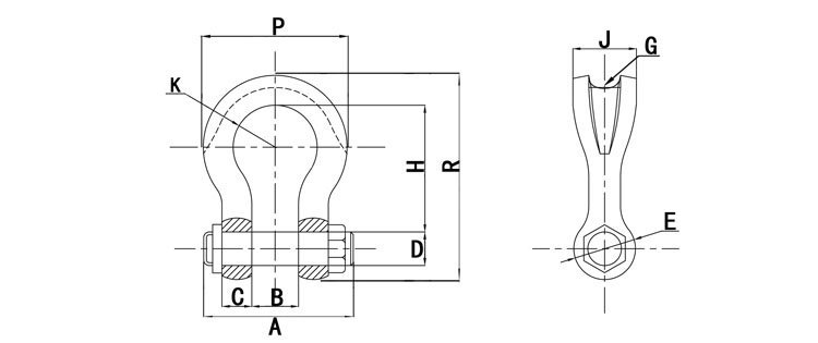 寬體卸扣尺寸圖
