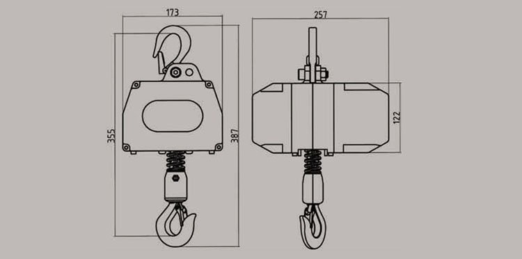 DCH充電式環鏈電動葫蘆尺寸圖