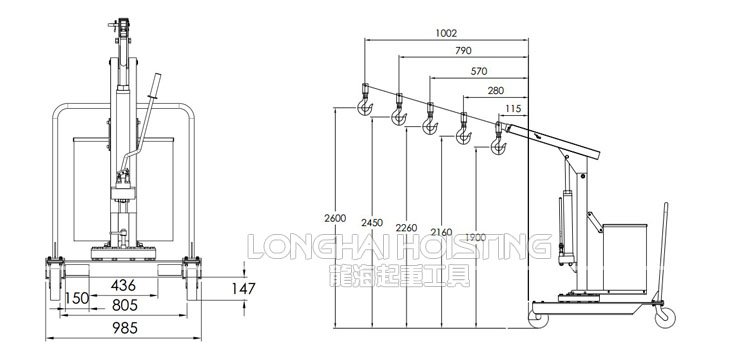 手動旋轉液壓小吊車尺寸