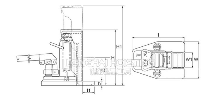 馬沙達MASADA鴨嘴型液壓千斤頂尺寸