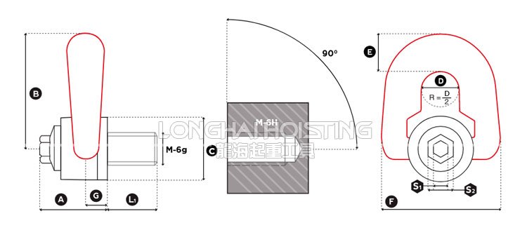 DSP萬向旋轉吊環尺寸